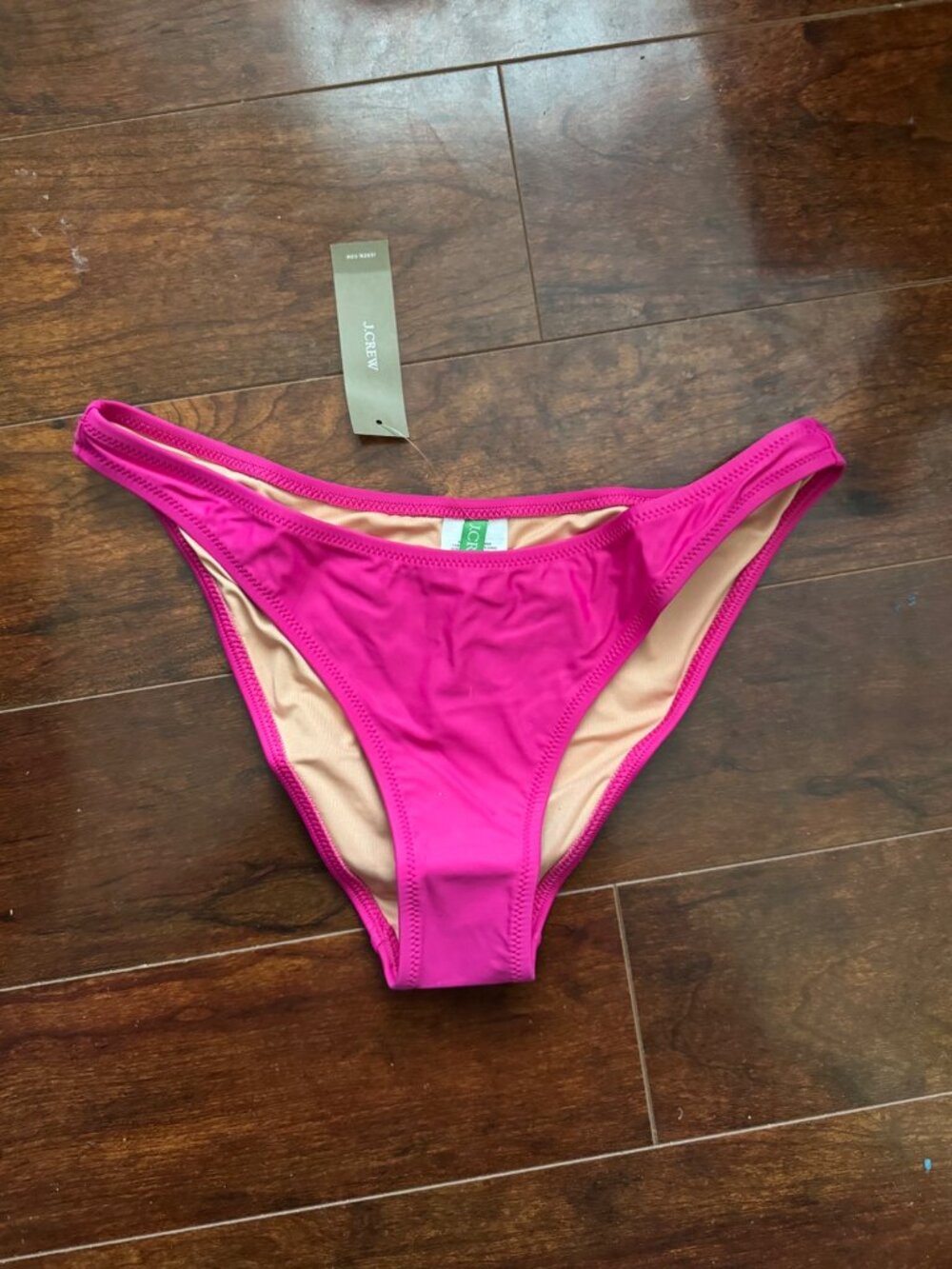 J.Crew Heritage 1989 High Leg Bikini Bottom Classic High Cut Hot Pink Fuchsia S - Picture 2 of 5
